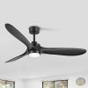 60-In Black 3-Blade Ceiling Fan With Remote, 6in And 12in Downrods Included