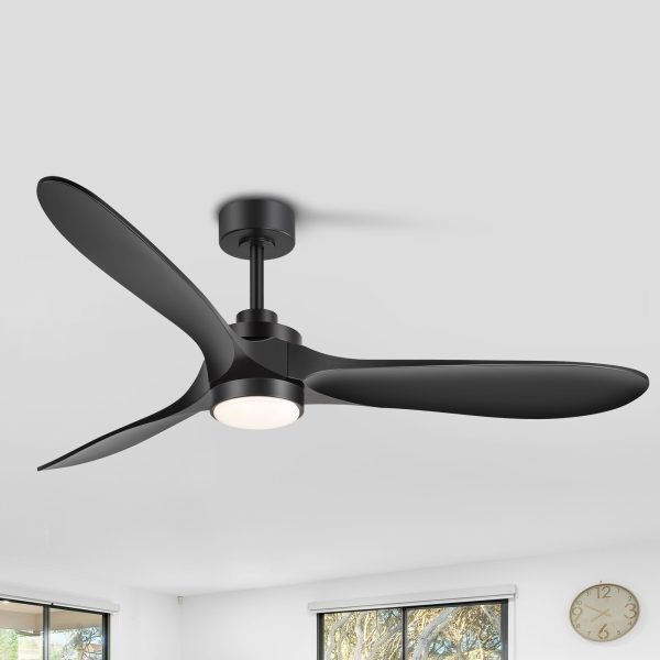 60-In Black 3-Blade Ceiling Fan With Remote, 6in And 12in Downrods Included