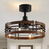 20 In Caged Ceiling Fan With Light, Bladeless Industrial Ceiling Fan With Remote, Vintage Rustic Fan Lights Ceiling Fixtures For Kitchen, Farmhouse, Bedroom,6 Speed,2/4/8h Timing