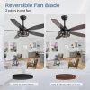 48-Inch Wood 5-Blade Crystal Fandelier Ceiling Fan With Remote And Light,4in And 8in Downrods Included