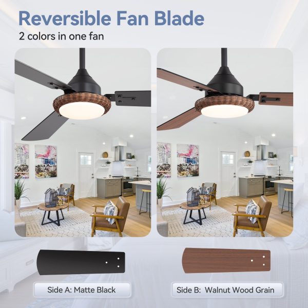 35062-bk-Z6.jpg 48-in Reversible 3-Blade Ceiling Fan with Intergrated LED Light and Remote4in and 8in Downrod Included