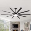 Large 72-Inch Ceiling Fan With Light, Matte Black Finish, 22W LED 3-Color Temperature, 10 Dual-Finish Plywood Blades, Reversible DC Motor, Remote Control,Light Memory Function