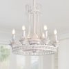 22-Inch Distressed White Crystal Chandelier Ceiling Fan with Light and Remote,7 ABS Blades,6 Speed  Reversible DC Motor,20.8" Downrod  for Dining Rooms, Bedrooms, Living Rooms