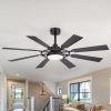 35081-BK_J3.jpg 52-Inch Modern Ceiling Fan With 8 Reversible Blades, 22W LED Light, Quiet DC Motor, 3 Color Temps, Remote Control, 4"And 8" Downrods Included