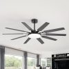60-Inch Modern Ceiling Fan With 10 Reversible Blades, 32W LED Light, Quiet DC Motor, Remote Control, 3 Color Temps, 5" And 10" Downrods Included