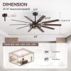 35084-BKZ1.jpg 60-Inch Reversible 10-Blade Open-Caged Metal Ceiling Fan With Light Kit, Remote Control, Quiet DC 6-Speed Motor, 5" And 10" Downrods And Dual-Finish Blades