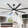 72-Inch Extra-Large Ceiling Fan With LED Light And Remote C 8 Reversible Dual-Finish Blades, Quiet Energy-Efficient DC Motor With 6 Speeds & Reversible Airflow, 3-Color LED With Memory Function, Includes 5", 10", 15" Downrods For Flexible Installation