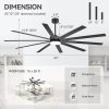 84-Inch Extra-Large Ceiling Fan With LED Light And Remote C 10 Reversible Dual-Finish Blades, Quiet Energy-Efficient DC Motor With 6 Speeds & Reversible Airflow, 3-Color LED With Memory Function, Includes 8", 12", 24" Downrods For High Ceilings