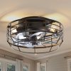 12-Inch Flush Mount Caged Ceiling Fan With Light, 7 ABS Blades, DC Motor, 6-Speed Remote