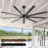 35088-BK-NLJ1.jpg 84" Industrial Matte Black Ceiling Fan No Light With Remote Control, 9 Reversible Blades, DC Motor, 6 Speeds, Forward/Reverse Airflow, 3 Downrods (8"/12"/24"), For Large Indoor Spaces
