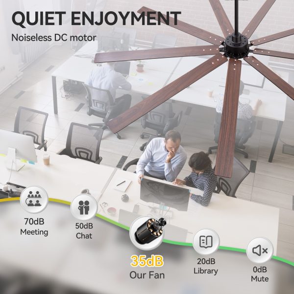 35088-BK-NLZ2.jpg 84" Industrial Matte Black Ceiling Fan No Light With Remote Control, 9 Reversible Blades, DC Motor, 6 Speeds, Forward/Reverse Airflow, 3 Downrods (8"/12"/24"), For Large Indoor Spaces