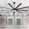 84" Matte Black Ceiling Fan With Integrated LED Light (3 Color Temps 3000K/4000K/6000K) & Remote, 9 Reversible Blades, Energy-Efficient DC Motor, 6 Speeds, Forward/Reverse Airflow, Includes 8"/12"/24" Downrods