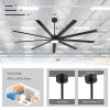 84" Matte Black Ceiling Fan With Integrated LED Light (3 Color Temps 3000K/4000K/6000K) & Remote, 9 Reversible Blades, Energy-Efficient DC Motor, 6 Speeds, Forward/Reverse Airflow, Includes 8"/12"/24" Downrods