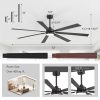 35091-BKZ1.jpg Large 72" Modern Ceiling Fan With LED Light And Remote, 7 Reversible Black/Dark Walnut Blades, Quiet DC Motor, 6-Speed Reversible Airflow, 3-Color Temperature, Includes 6"/12"/24" Downrods For Sloped Or Flat Ceilings