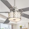 37001-SN_J4.jpg 52-Inch Ceiling Fan With Light And Remote C 5 Reversible Dual-Finish Blades, Geometric Drum Cage Shade, Quiet Energy-Saving DC Motor, 6 Speeds With Forward/Reverse Airflow, Includes 5" & 10" Downrods