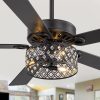 52-Inch Crystal Cage Ceiling Fan With Light And Remote C 5 Reversible Dual-Finish Blades, Elegant Crystal Drum Shade, Quiet Energy-Saving DC Motor With 6 Speeds & Reversible Airflow, Includes 5" & 10" Downrods