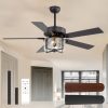 52-Inch Ceiling Fan with Light and Remote C 5 Reversible Dual-Finish Blades,Crystal-Glow Lampshade, Quiet 28W DC Motor with 6 Speeds & Reversible Airflow,  Includes 5" & 10" Downrods