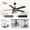 37008-BK_19_-HD.jpg 52" Industrial Ceiling Fan with Light, Matte Black Finish, Iron Cage Fixture, 5 Reversible Blades, Three E12 Bulb Base (Bulbs Not Included), Quiet DC Motor, 6 Speeds with Timer, Remote Control, 5" and 10" Downrods Included, Forward/Reverse Airflow