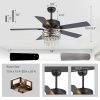 37009-BKZ1.jpg 52" Crystal Chandelier Ceiling Fan With Light, Matte Black Finish, 5 Reversible Blades, Dual E26 Bulb Sockets (Bulbs Not Included), Quiet Energy-Saving DC Motor, 6 Speeds With Timer, Remote Control, 5 And 10Downrods Included, Forward/Reverse Airflow