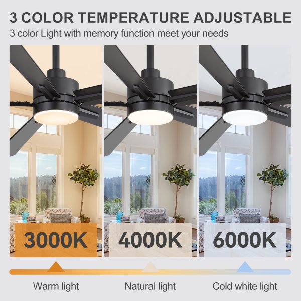 52-Inch Matte Black Ceiling Fan With Light, 5 Plywood Blades, 18W LED 3-Color Temp & Memory, Quiet DC Motor, 6 Speeds, Reversible, Remote Control With Timer, Includes 5" & 10" Downrods, Ideal For Bedroom, Living Room, Dining Area
