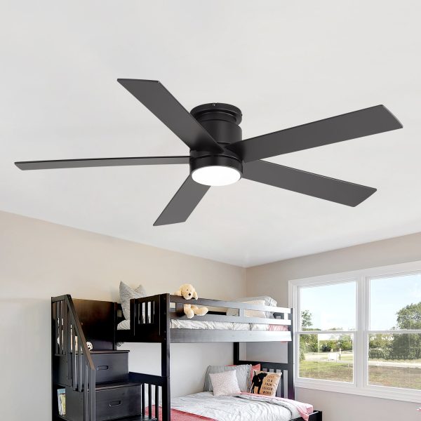 42"/52" Ceiling Fan With Light, Matte Black Finish, 5 Black Blades, Acrylic 18W LED (3 Color Temps With Memory), Quiet DC Motor, 6 Speeds, Forward/Reverse Airflow, Timer, Full Remote Control Included