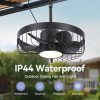 19-Inch Outdoor Waterproof Ceiling Fan With Light, Remote, 5 ABS Blades, 6 Speeds, Reversible 24V DC Motor, 18W LED 3CCT With Memory, Plug-In Cord, Includes 6"&10" Downrods, All-Season Use For Patio, Porch, Indoor/Outdoor