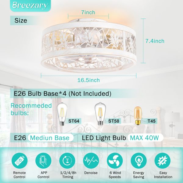 16.5-Inch Low Profile Ceiling Fan With Light And Remote (7-Blade)