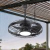 20" Plug-In Outdoor  Ceiling Fan with Light, IP44 Waterproof,Matte Black Finish, 5 ABS Blades, Integrated 16W LED (3 Color Temps, Dimmable), Quiet Energy-Saving DC Motor, 6 Speeds with Timer, Remote Control, Reversible Airflow, Includes 6" & 10" Downrods