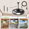 20" Plug-In Outdoor  Ceiling Fan with Light, IP44 Waterproof,Matte Black Finish, 5 ABS Blades, Integrated 16W LED (3 Color Temps, Dimmable), Quiet Energy-Saving DC Motor, 6 Speeds with Timer, Remote Control, Reversible Airflow, Includes 6" & 10" Downrods