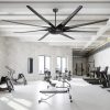 100" Oversized HVLS Ceiling Fan No Light, Matte Black Finish, 8 ABS Blades, Quiet Energy-Saving 67W DC Motor, 6 Speeds With Timer, Remote Control, Reversible Airflow For Year-Round Comfort, Includes 12"/24"/36" Downrods For Flexible Installation