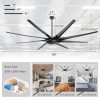 100" Oversized HVLS Ceiling Fan No Light, Matte Black Finish, 8 ABS Blades, Quiet Energy-Saving 67W DC Motor, 6 Speeds With Timer, Remote Control, Reversible Airflow For Year-Round Comfort, Includes 12"/24"/36" Downrods For Flexible Installation