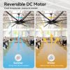 100" Oversized HVLS Ceiling Fan No Light, Matte Black Finish, 8 ABS Blades, Quiet Energy-Saving 67W DC Motor, 6 Speeds With Timer, Remote Control, Reversible Airflow For Year-Round Comfort, Includes 12"/24"/36" Downrods For Flexible Installation