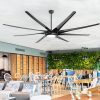 100" Extra-Large HVLS Ceiling Fan With Light, Matte Black Finish, 8 ABS Blades, Integrated 24W LED (3 Color Temps), DC Motor, 6 Speeds With Timer, Remote Control, Reversible Airflow, Includes 12"/24"/36" Downrods For Flexible Installation