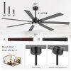 72" Modern LED Ceiling Fan With Remote, 7 Reversible Black/Dark Walnut Blades, Quiet DC Motor, 3-Color Light3000K/4000K/600K, 6-Speed Reversible Airflow, Includes 6"/12"/24" Downrods For Large Rooms