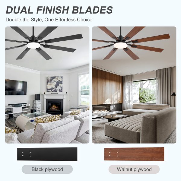 72-In 8-Blade Integrated Ceiling Fan With LED Light And Remote,6" And 20" Downrod Included