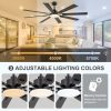72-In 8-Blade Integrated Ceiling Fan With LED Light And Remote,6" And 20" Downrod Included
