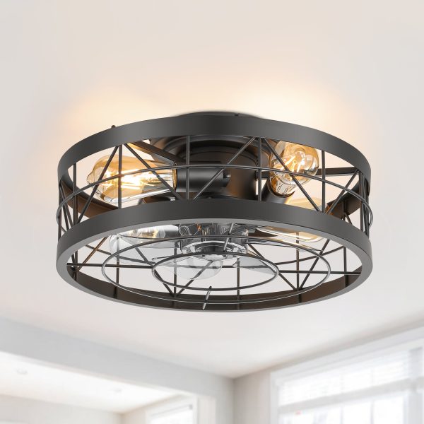 16.5-In Black Low Profile Ceiling Fan With Remote Control(7-Blade)