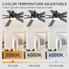 72" Modern LED Ceiling Fan With Remote, 7 Reversible Black/Dark Walnut Blades, Quiet DC Motor, 3-Color Light3000K/4000K/600K, 6-Speed Reversible Airflow, Includes 6"/12"/24" Downrods For Large Rooms