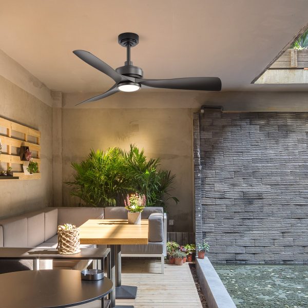 52-In 3-Blade Waterproof Outdoor Ceiling Fan With LED Light Remote,5" And 10" Downrod Included