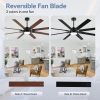 Large 72-In 8-Blade Ceiling Fan With LED Light Kit And Remote,6" And 12" Downrod Included