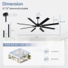 Large 72-In 8-Blade Ceiling Fan With LED Light Kit And Remote,6" And 12" Downrod Included