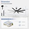 72-In 8-Blade Integrated LED Ceiling Fan With Light And Remot,6 And 12 Downrods Included