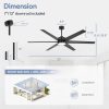72-in 6-Blade  Integrated LED Ceiling Fan with Light Remote,7" and 12" Downrod Included